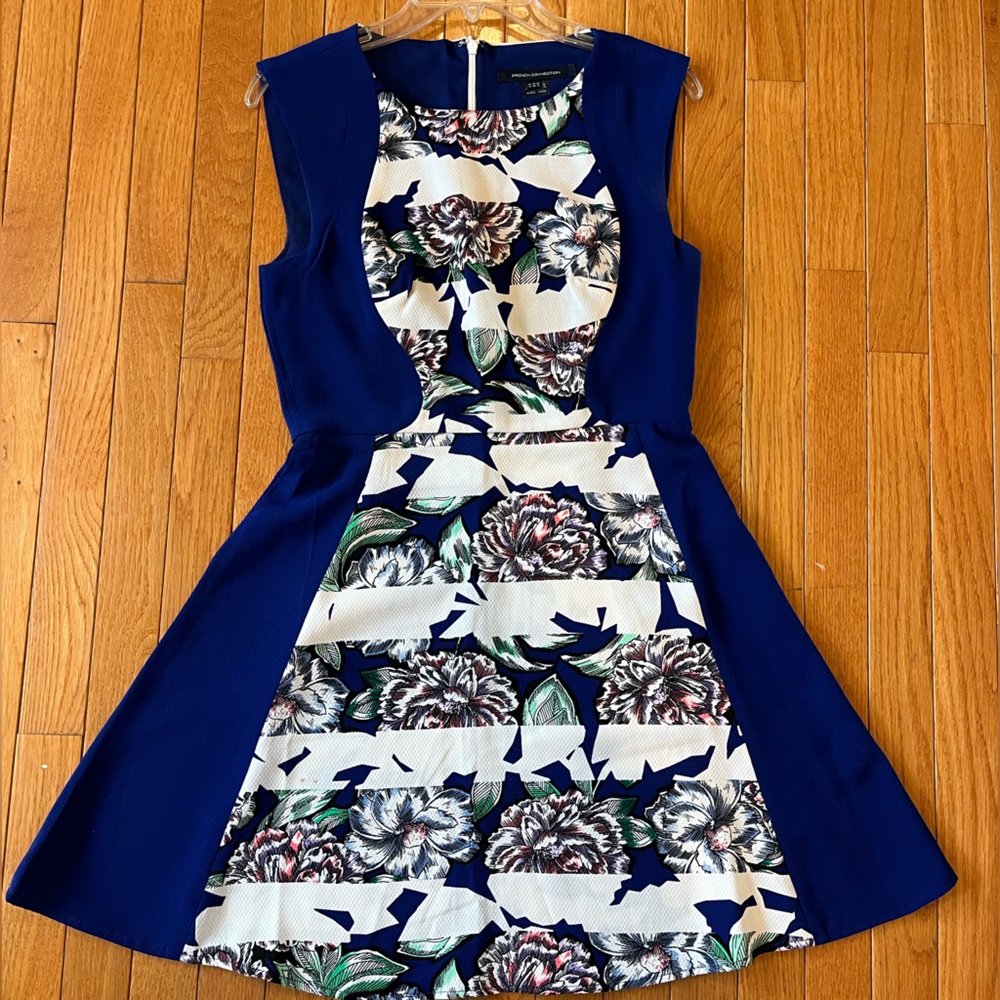 Blue and Floral French Connection Dress. Size 6.